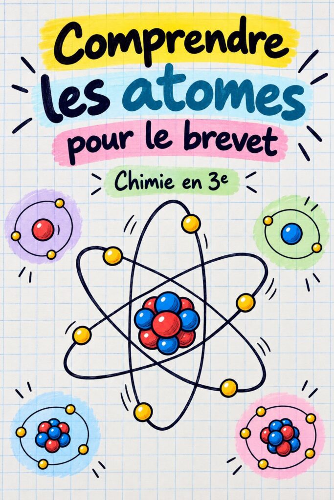 Un élève étudiant les atomes avec des livres et des notes