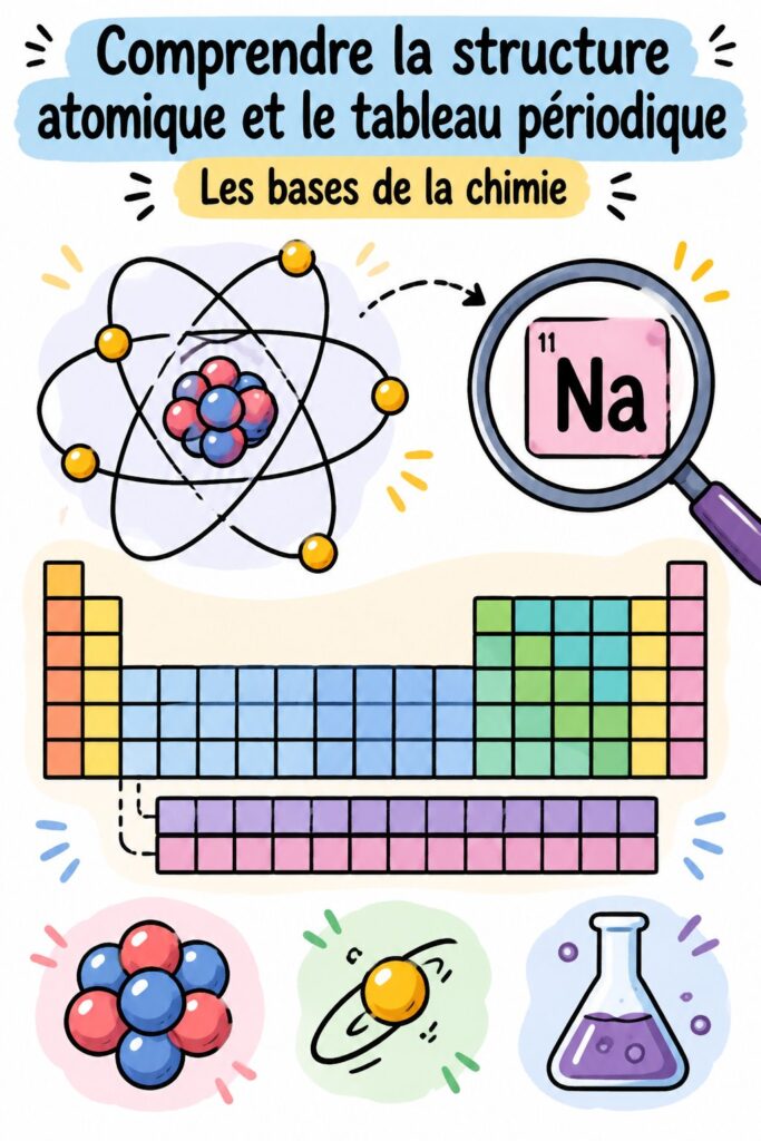 Image d'un tableau périodique coloré avec des éléments chimiques clairement visibles.