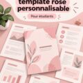 Modèle de rapport de stage rose sur un bureau d'étudiant