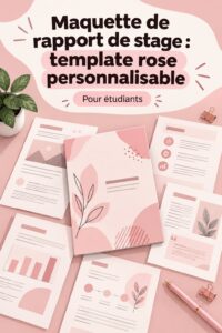 Modèle de rapport de stage rose sur un bureau d'étudiant