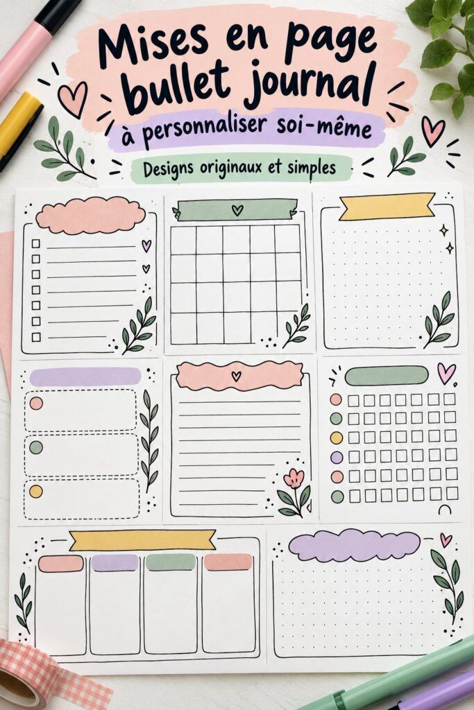 Un bullet journal ouvert avec des mises en page créatives et personnalisées