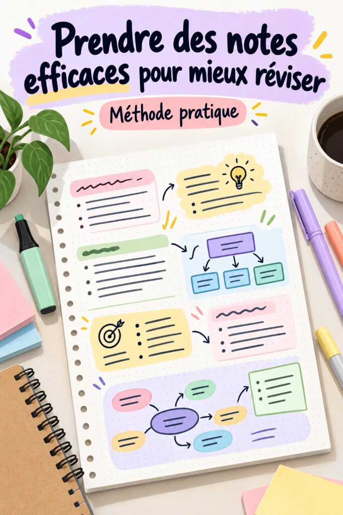 Étudiant prenant des notes efficaces pour ses révisions