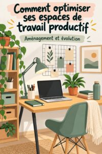 Un bureau bien aménagé avec des fournitures d'étude organisées et un éclairage doux pour favoriser la concentration.