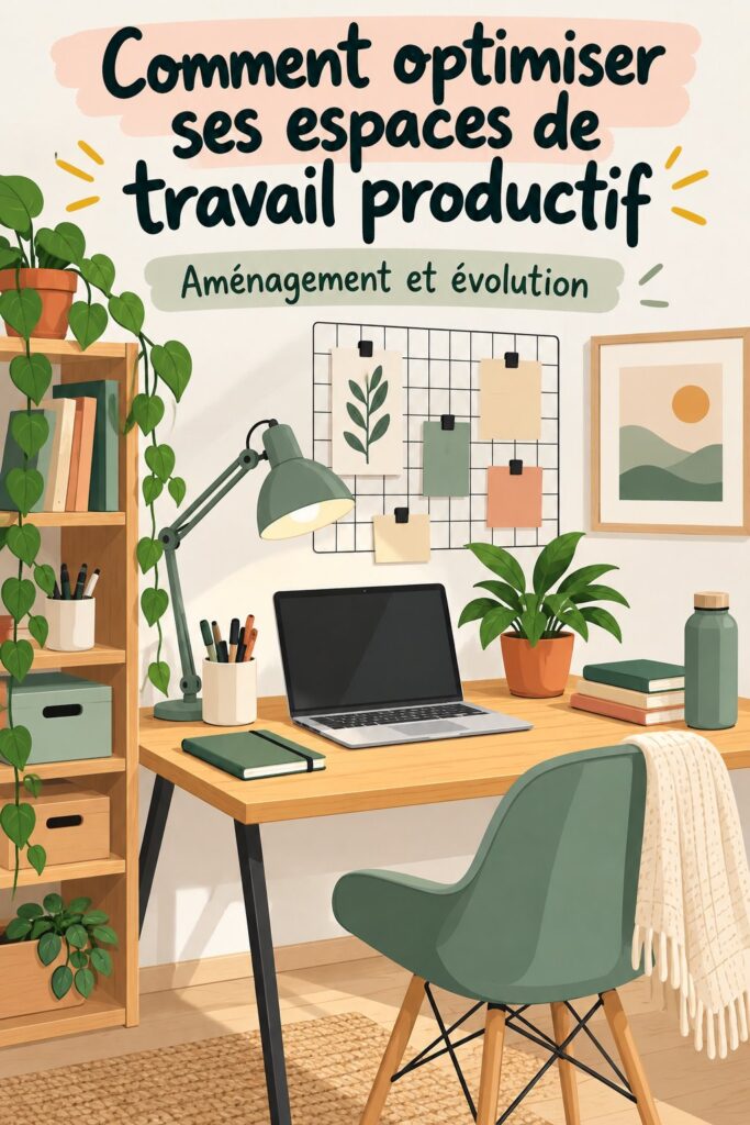 Un bureau bien aménagé avec des fournitures d'étude organisées et un éclairage doux pour favoriser la concentration.
