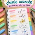 Cahier de révision de chimie avancée bien organisé avec des notes colorées.