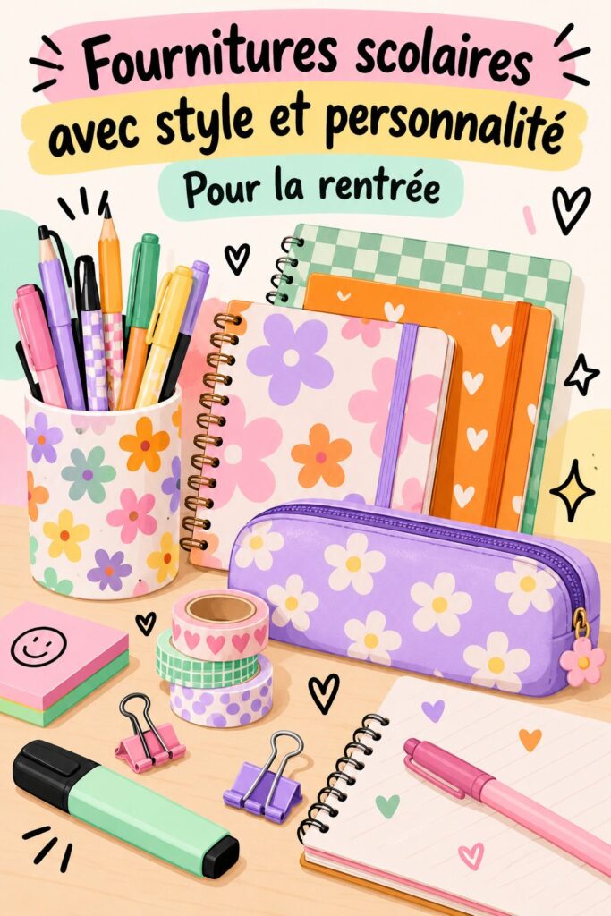 Matériel scolaire organisé sur un bureau élégant.