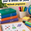 Un élève en train de réviser ses sciences pour le brevet en 3ème et prenant des notes.
