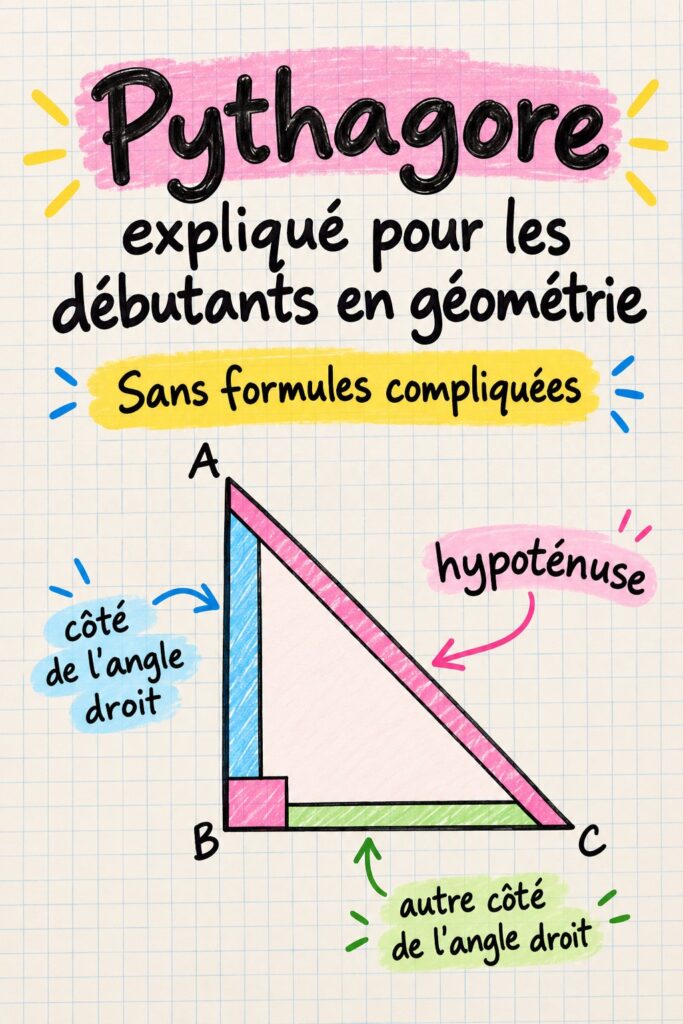 Illustration du théorème de Pythagore avec un triangle rectangle.